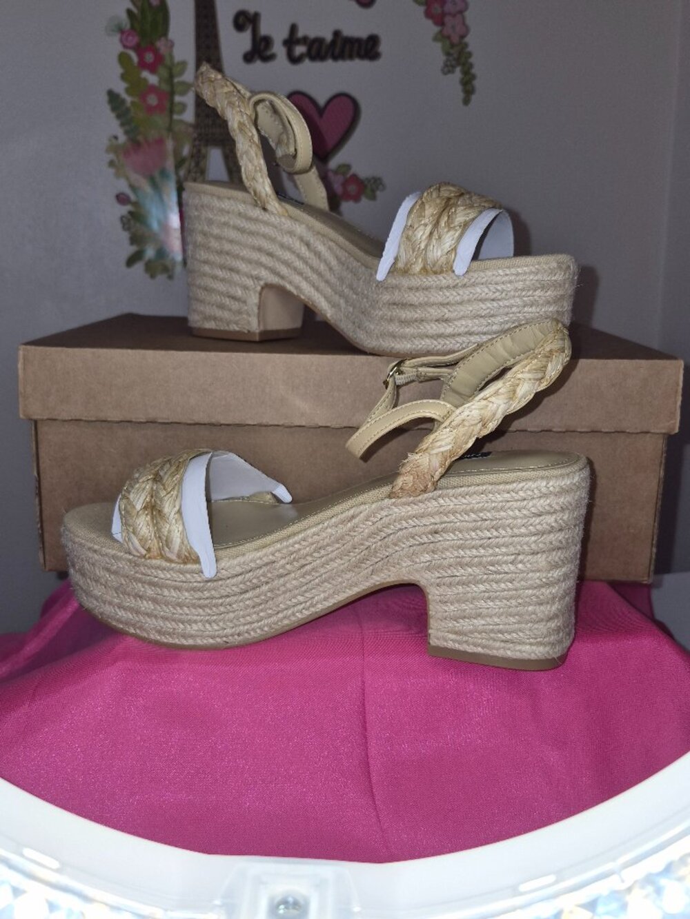 NIB Nine West Women's Rivva Woven Ankle Heels.
